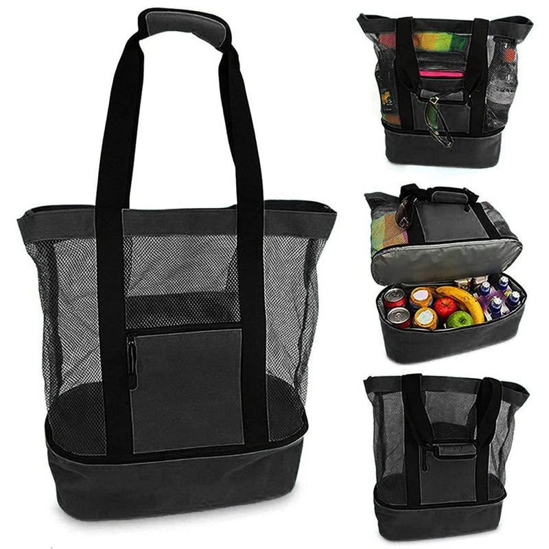 Great Beach or Travel Bag with double waterproof zip bottom storage