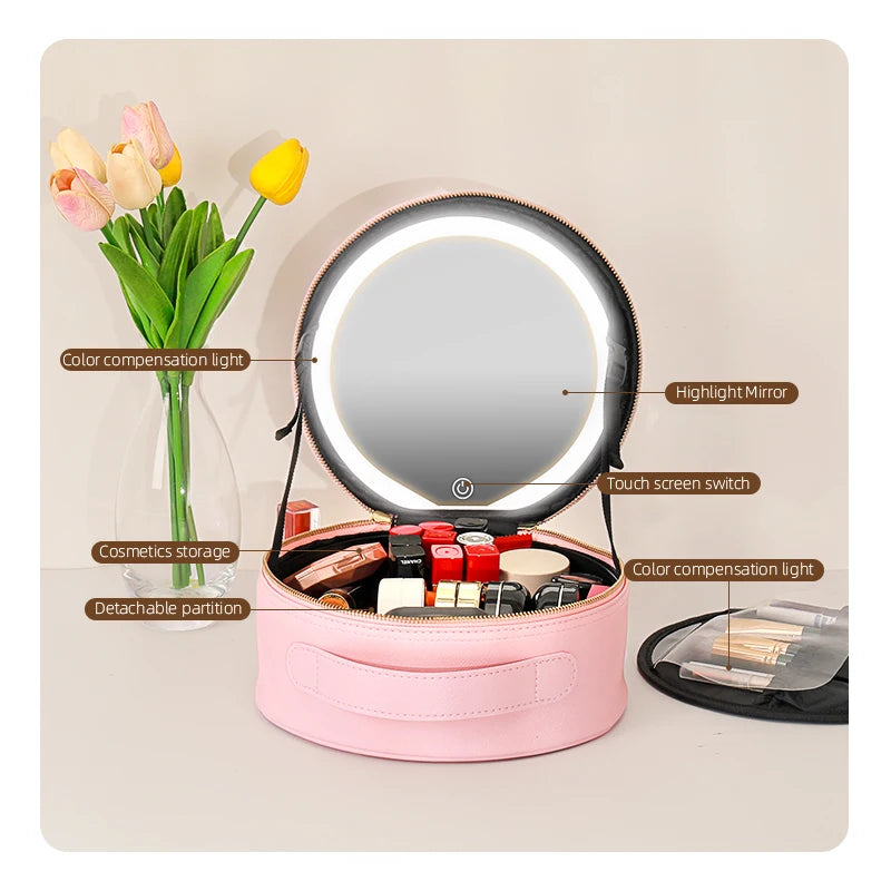 Beautiful Makeup Bag with Rechargeable  Led Mirror and Light.