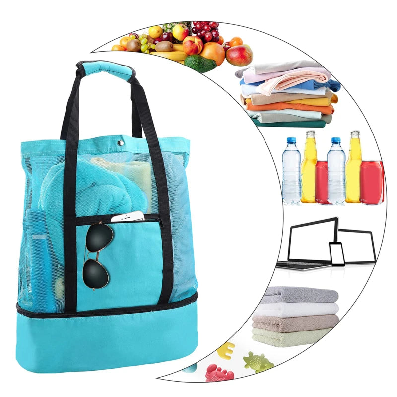 Great Beach or Travel Bag with double waterproof zip bottom storage
